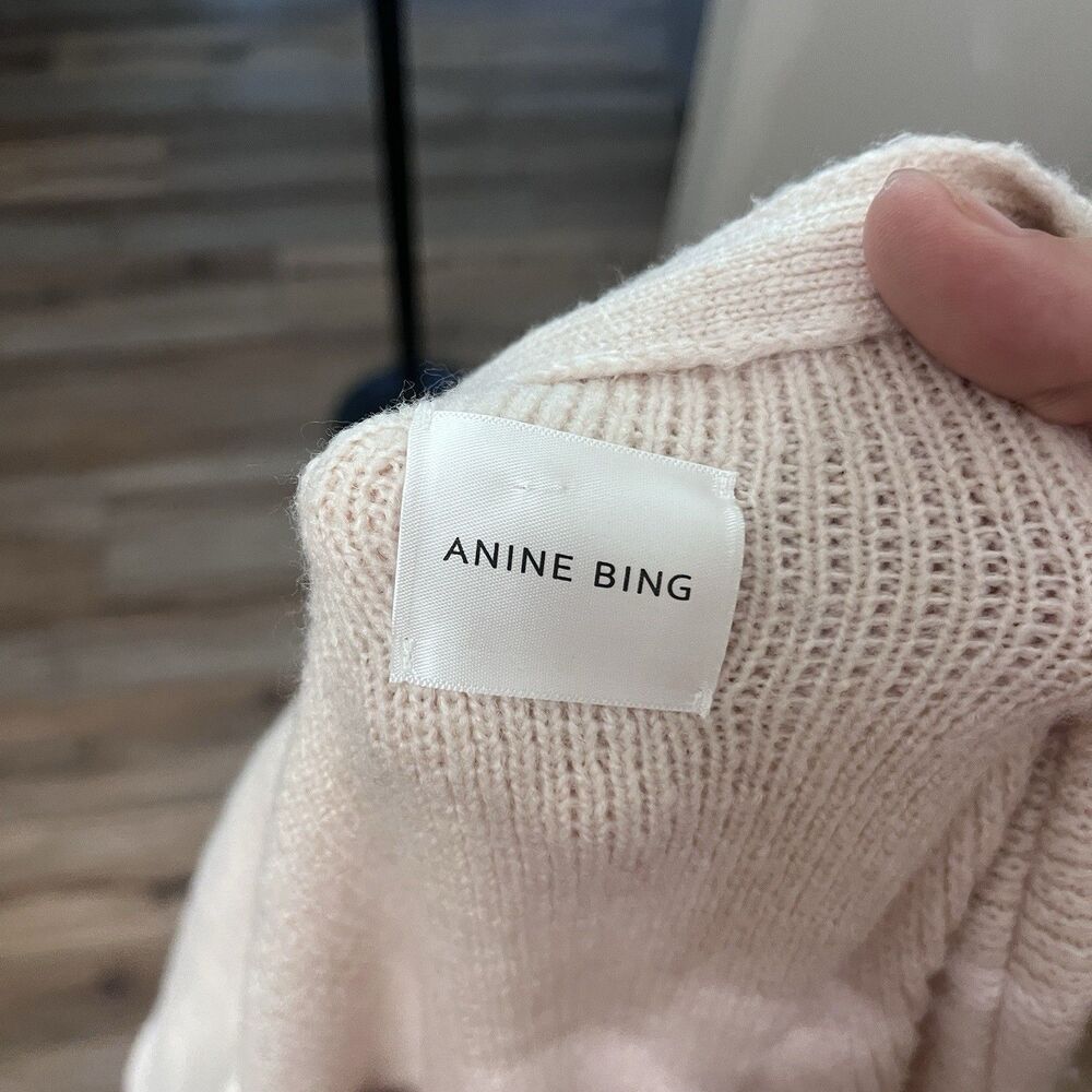 ANINE BING Light Pink Knit Oversized Button Up Cardigan Sweater Women's M-L - Picture 2 of 7